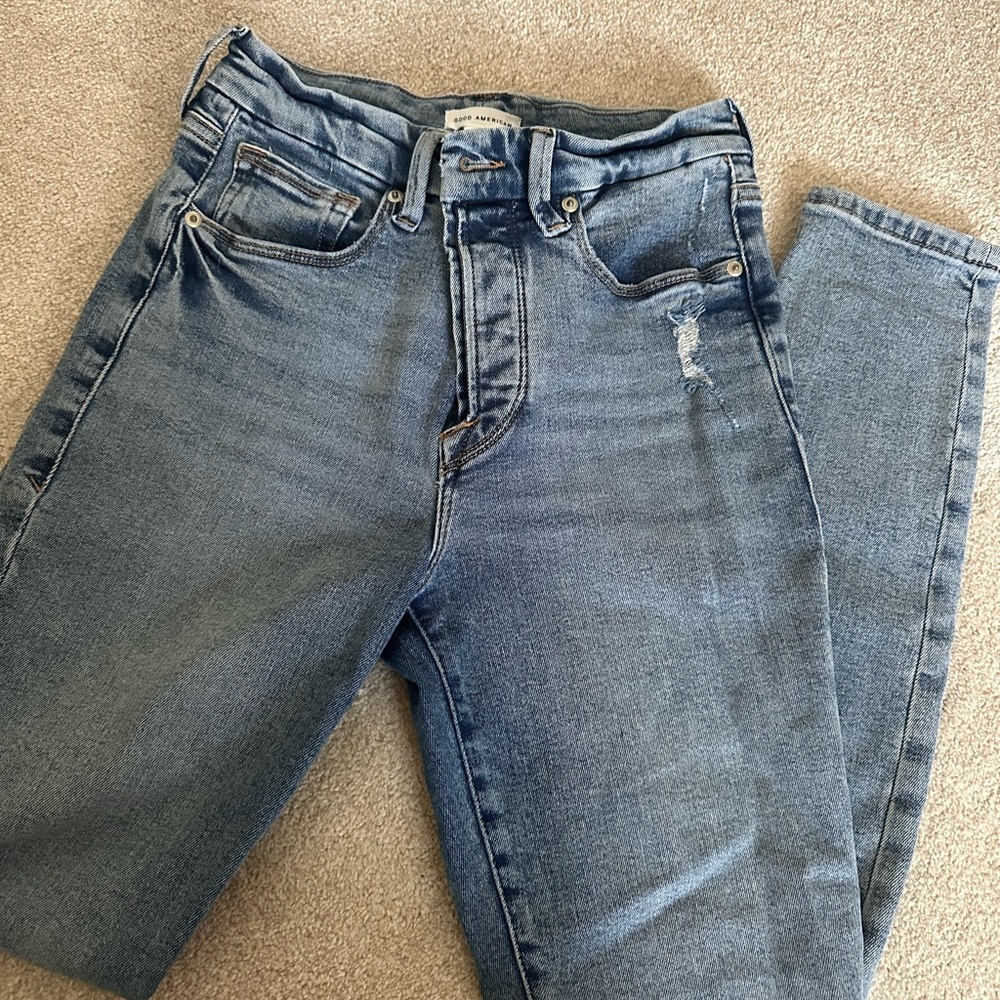 Good American Good Legs High Rise Skinny Indigo Blue Jeans